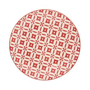 Керамична чиния - червени ромбоиди - 19 см.