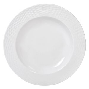Дълбока чиния - бяла - порцелан - релефна рамка - 23 см.