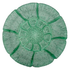 Стъклена чиния - десертна - зелена - 15 см.