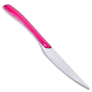 Нож за хранене - метален - цикламена дръжка - 24 см.