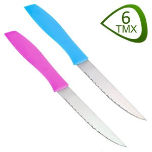 Кухненски нож - 21.5 см. - синьо и розово - 6 бр.