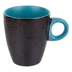 Керамична чаша - черно и синьо - релефна - 180 мл.