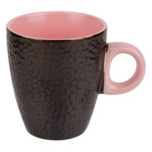 Керамична чаша - черно и розово - релефна - 180 мл.