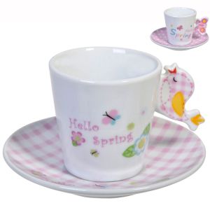 Чаша и чиния - порцеланова - Hello spring - 2 бр.