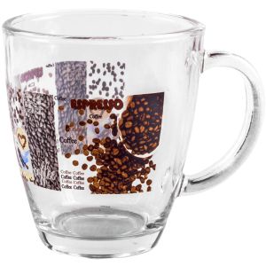 Стъклена чаша - прозрачна - зърна кафе - 400 мл.