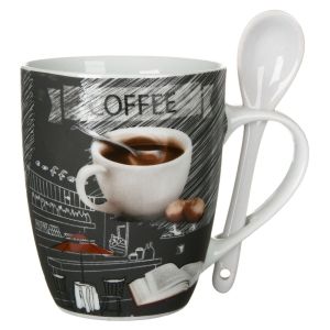 Керамична чаша с лъжичка - Coffee - 350 мл.