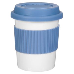 Порцеланова чаша - с капак - бяло и синьо - 350 мл.