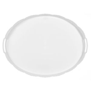 Поднос за сервиране - елипсовиден - пластмасов - бял - 50 х 37 см.