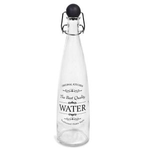 Стъклена бутилка за вода - Water - подвижна запушалка - 1 л.