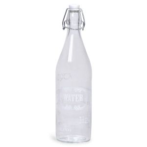 Бутилка за вода - стъклена - Water - подвижна запушалка - 1 л.