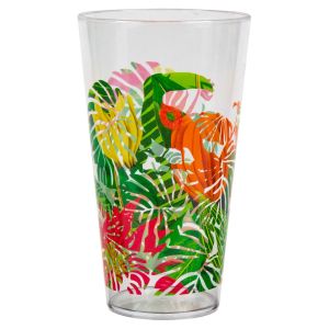 Чаша - пластмасова - прозрачна - тропически листа - 600 мл.