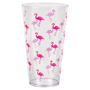 Чаша - пластмасова - прозрачна - фламинго - 600 мл.