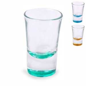 Чаша за шотове - стъклена - цветно дъно - 34 мл. - 6 бр.