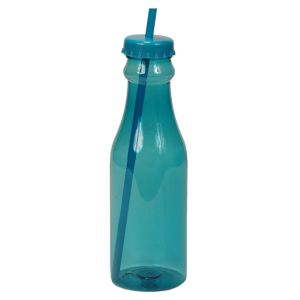 Пластмасова бутилка - със сламка - резедаво - 600 мл.