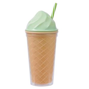 Пластмасова чаша - капак - сламка - фъстъчен сладолед - 450 мл.