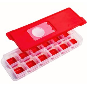 Форма за лед - пластмасова - червен капак - 12 отделения