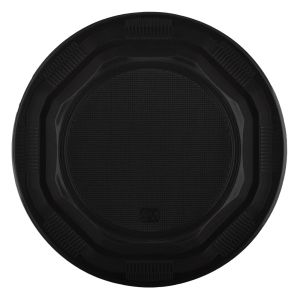 Кръгли чинии - пластмасови - черни - 26.5 см. - 8 бр.