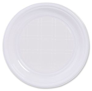 Кръгли чинии - пластмасови - бели - 15 см. - 50 бр.