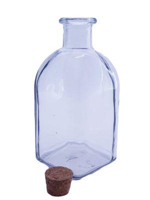 Стъклена бутилка - прозрачна - коркова тапа - 250 мл.