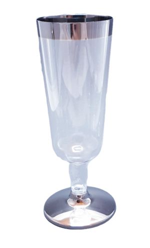 Чаша за шампанско - пластмасова - сребристо столче - 180 мл. - 6 бр.