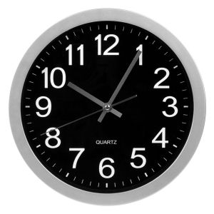 Стенен часовник - кръгъл - черен - 30 см.