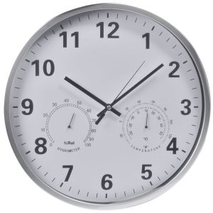 Стенен часовник - кръгъл - 36 см. + хигрометър и термометър