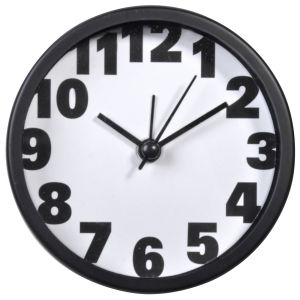 Часовник - будилник - кръгъл - черен - 9 см.