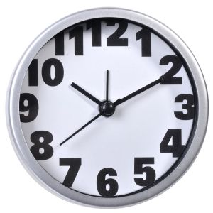 Часовник - будилник - кръгъл - сребрист - 9 см.