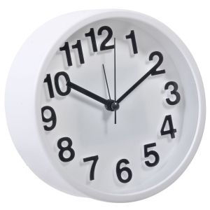 Часовник - будилник - кръгъл - бял - 13 см.