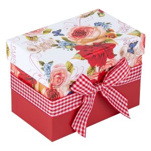 Подаръчна кутия - картонена - рози - 12.5 х 8 х 9 см.