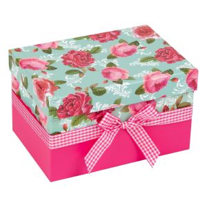 Подаръчна кутия - картонена - рози - 20 х 14 х 12 см.