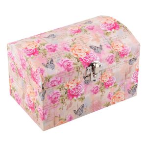 Декоративна кутия за съхранение - картонена - рози - 17 х 11 х 11 см.