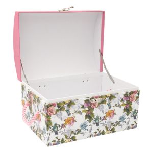 Декоративна кутия за съхранение - картонена - цветя - 32 х 23 х 21 см.