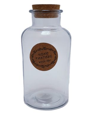 Стъклена бутилка за вода - надпис - коркова тапа - 1 л.