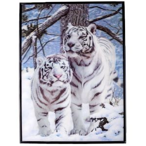 Декоративна 2D картина - бял тигър - 18 х 24 см.