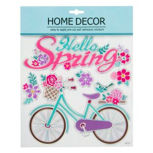 Стикер за стена - Hello spring - велосипед
