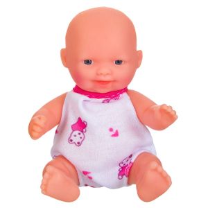 Кукла бебе - бяло и розово - 13 см.