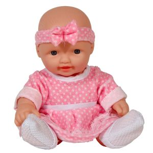 Кукла бебе - с розова рокля и панделка - 25 см.