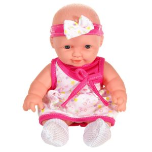 Кукла бебе - с бяла рокля и панделка - 23 см.