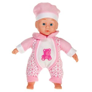 Кукла бебе - с розов гащеризон - 24 см.