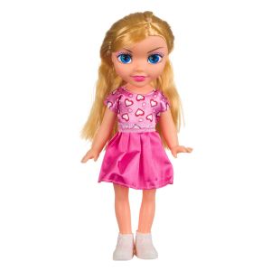 Кукла момиченце - с рокличка - розова - 29 см.