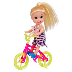 Кукла с велосипед - 10.5 см.