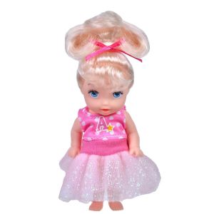 Кукла - момичеце - розова рокля - 12 см.