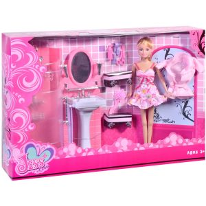 Детски комплект - кукла с баня и душ кабина