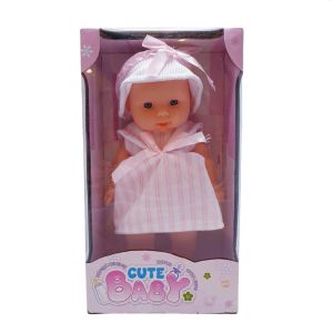 Кукла бебе - бяла рокличка и капела - 30 см.