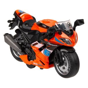 Състезателен мотоциклет - оранжев - със звук и светлини