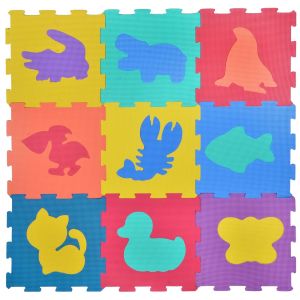 Постелка - пъзел - животни - многоцветна - 9 части