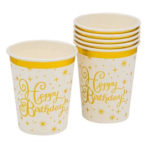 Парти чаши - Happy Birthday - картонени - 270 мл. - 6 бр.