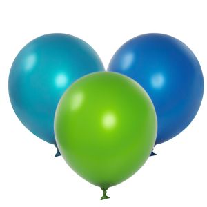 Парти балони - сини и зелени - 3 цвята - 23 см. - 10 бр.