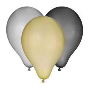 Парти балони - черни, златисти, сребристи - 23 см. - 20 бр.